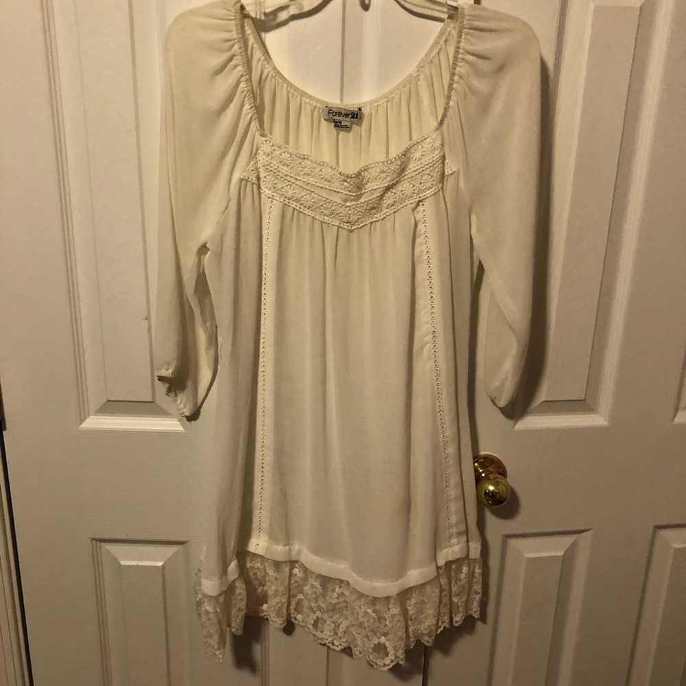 White sheer lace dress size M forever 21